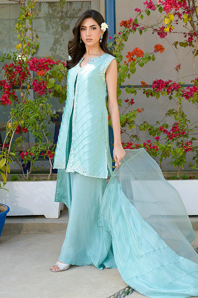 Fatima Khan | La Fleur Eid Edit | Narcissa S Turqiouse Sheesha Silk