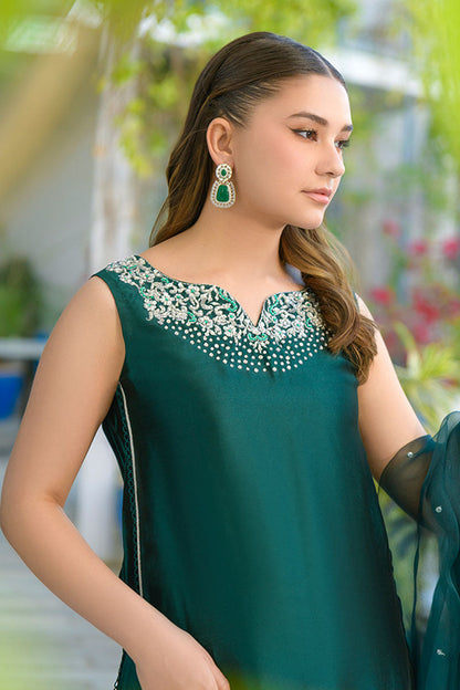 Fatima Khan | La Fleur Eid Edit | Viridity L Teal Green Pure Sheesha Silk