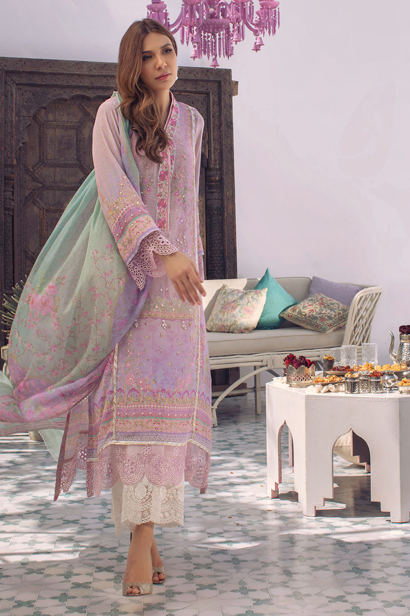 Ansab Jahangir | Digital Silk | Lilac Paisley - Pakistani Designer Dress - by Ansab Jahangir - Type : Ladies Clothes - 100% Original at Saira Sultan