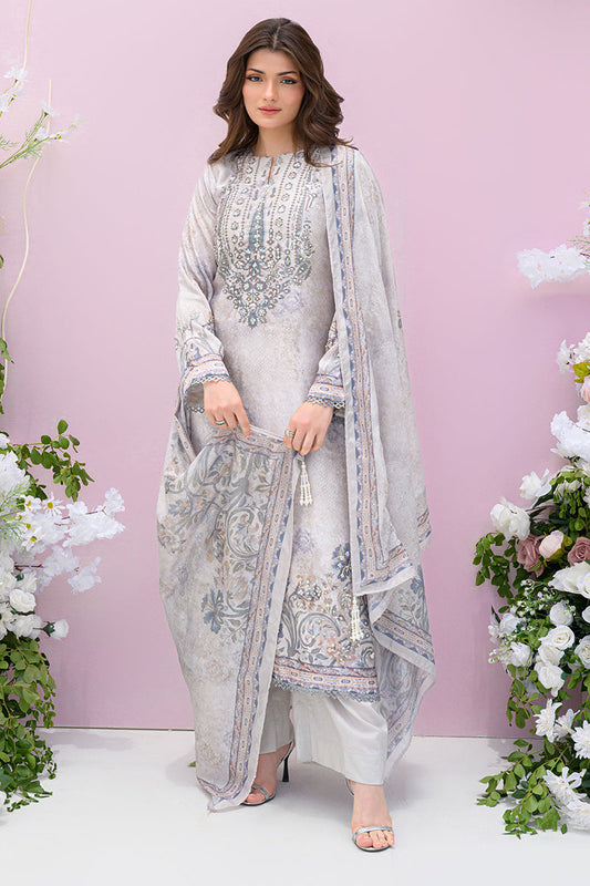 Fatima Khan | Eid Digital Silk Prints | Moonlit Grace XS Gray Silk