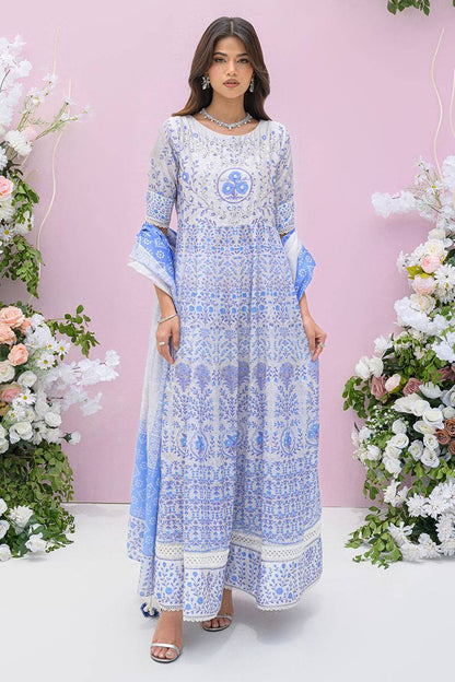 Fatima Khan | Eid Digital Silk Prints | Azure Blue - Pakistani Designer Dress - by Fatima Khan | Type: Ladies Clothes - 100% Original at Saira Sultan