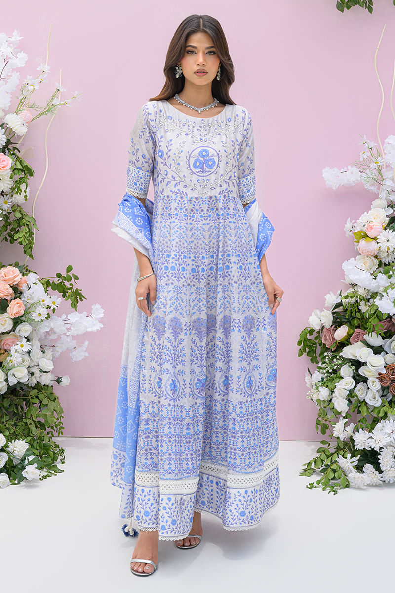 Fatima Khan | Prints and Petals | Azure Blue - Pakistani Designer Dress - by Fatima Khan - Type : Ladies Clothes - 100% Original at Saira Sultan