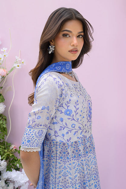 Fatima Khan | Eid Digital Silk Prints | Azure Blue L Persion Blue Silk