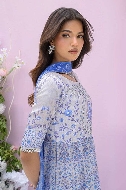 Fatima Khan | Eid Digital Silk Prints | Azure Blue - Pakistani Designer Dress - by Fatima Khan | Type: Ladies Clothes - 100% Original at Saira Sultan