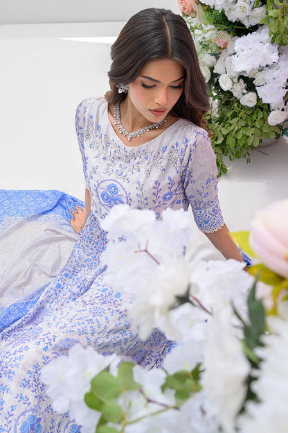 Fatima Khan | Prints and Petals | Azure Blue - Pakistani Designer Dress - by Fatima Khan - Type : Ladies Clothes - 100% Original at Saira Sultan