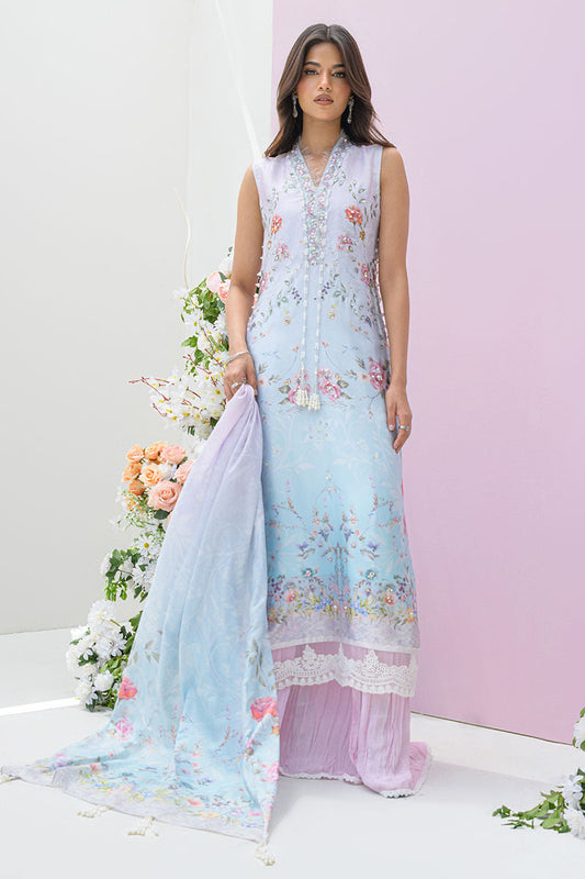 Fatima Khan | Eid Digital Silk Prints | Skye XS Light Blue Silk