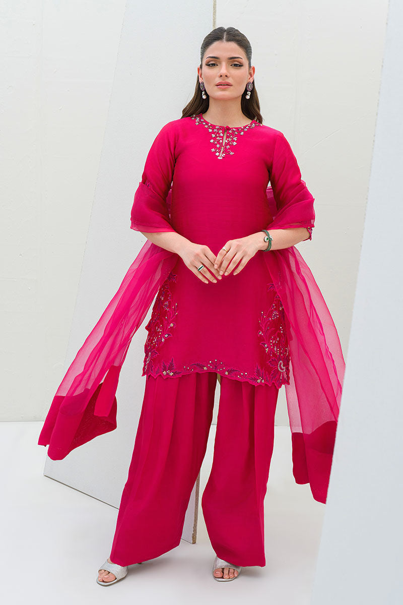 Fatima Khan | Serene Eid Luxe Pret | Pinktastic S Hot Pink Sheesha Silk