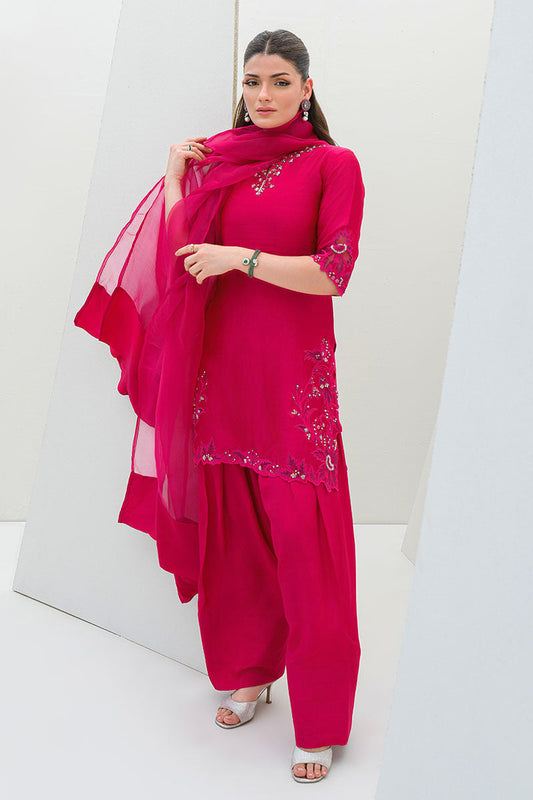 Fatima Khan | Serene Eid Luxe Pret | Pinktastic XS Hot Pink Sheesha Silk