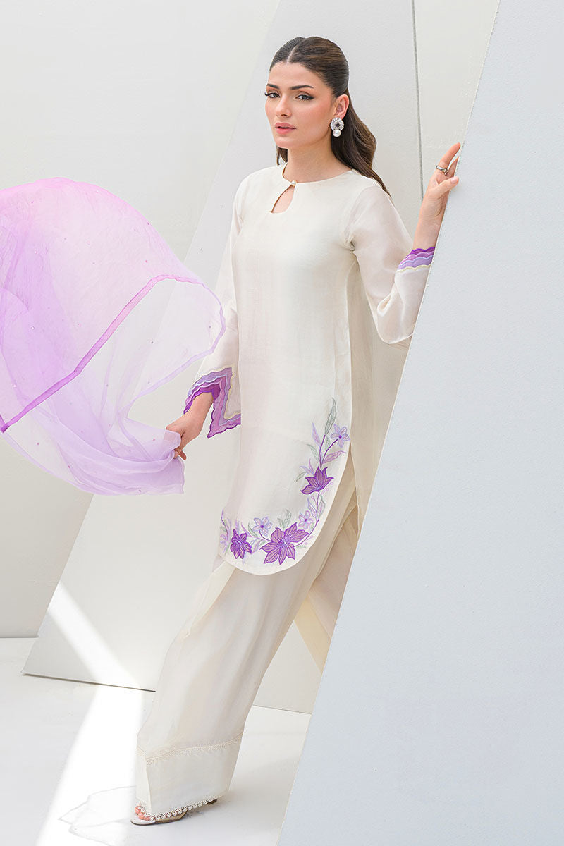 Fatima Khan | Serene Eid Luxe Pret | Majestic Ivory S White Sheesha Silk