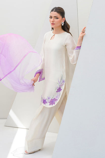 Fatima Khan | Serene Eid Luxe Pret | Majestic Ivory S White Sheesha Silk