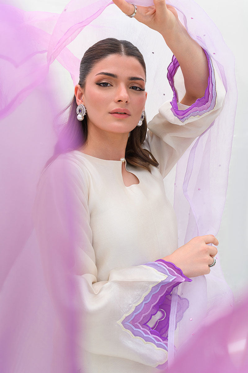 Fatima Khan | Serene Eid Luxe Pret | Majestic Ivory M White Sheesha Silk