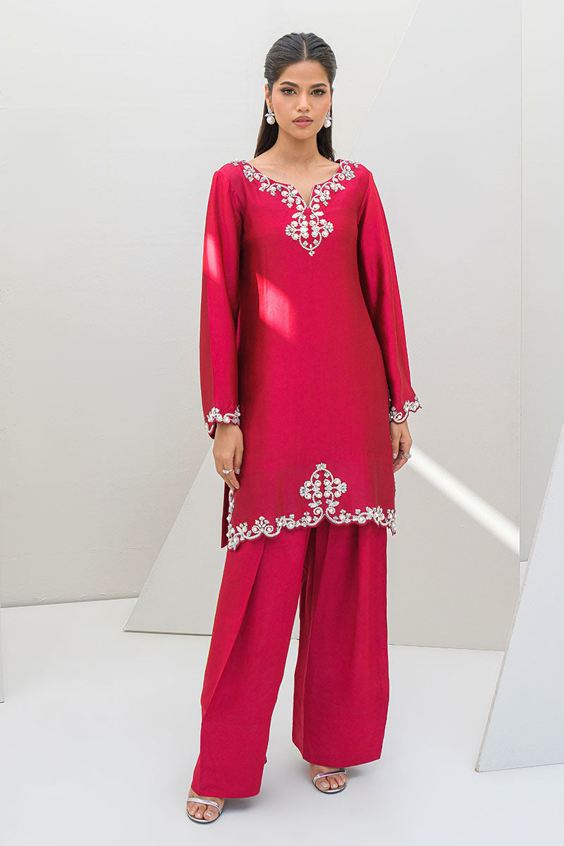 Fatima Khan | Serene Eid Luxe Pret | Ruby Rouge XS Hot Pink Sheesha Silk