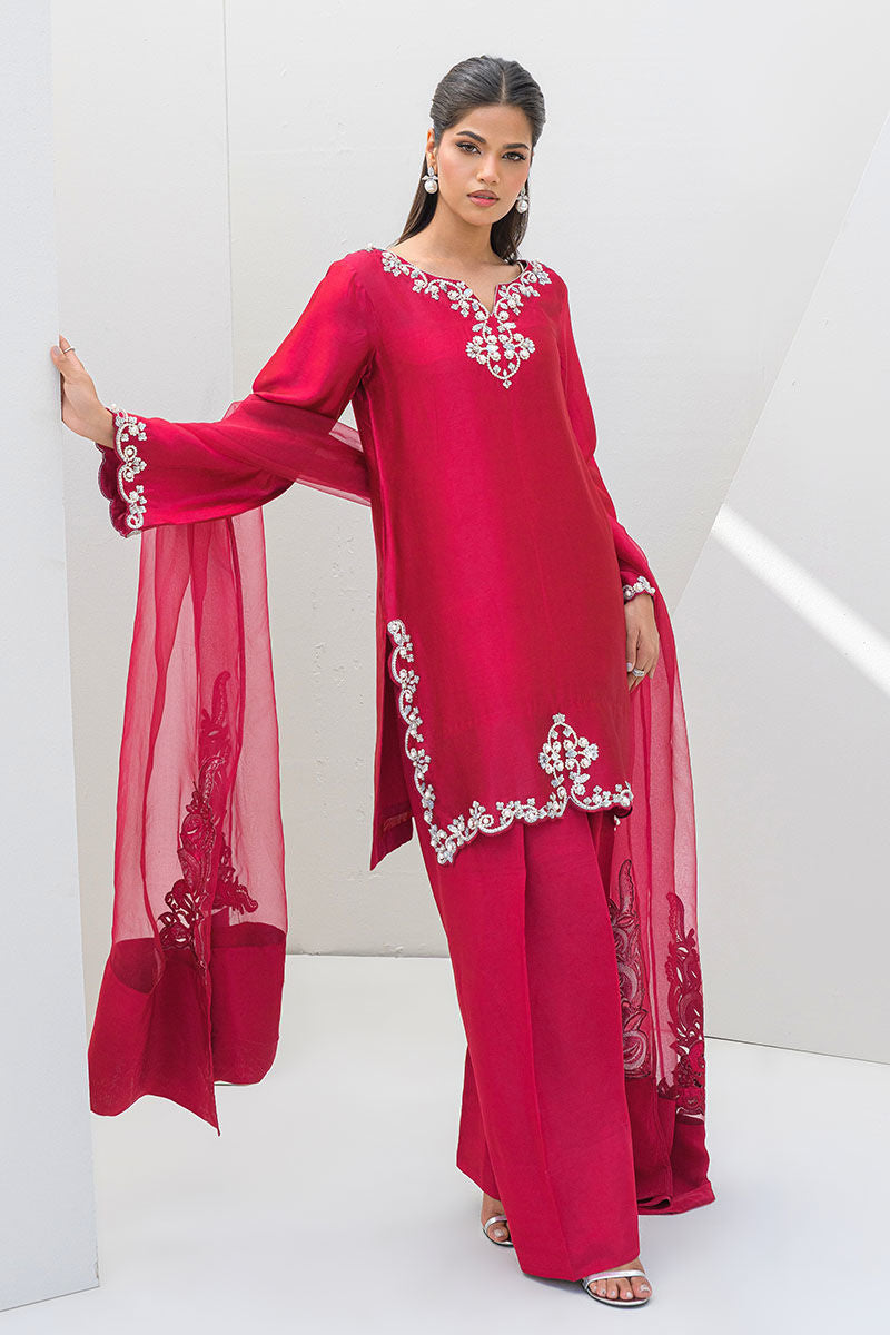 Fatima Khan | Serene Eid Luxe Pret | Ruby Rouge L Hot Pink Sheesha Silk