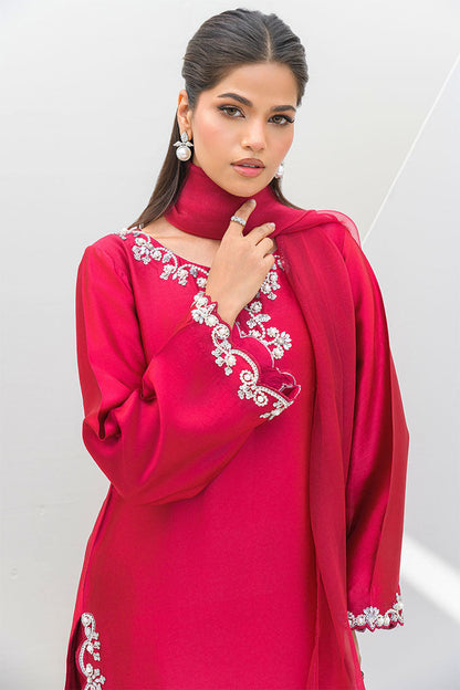 Fatima Khan | Serene Eid Luxe Pret | Ruby Rouge M Hot Pink Sheesha Silk