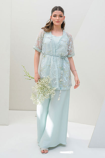Fatima Khan | Serene Eid Luxe Pret | Luscious Aqua L Sky Blue Organza