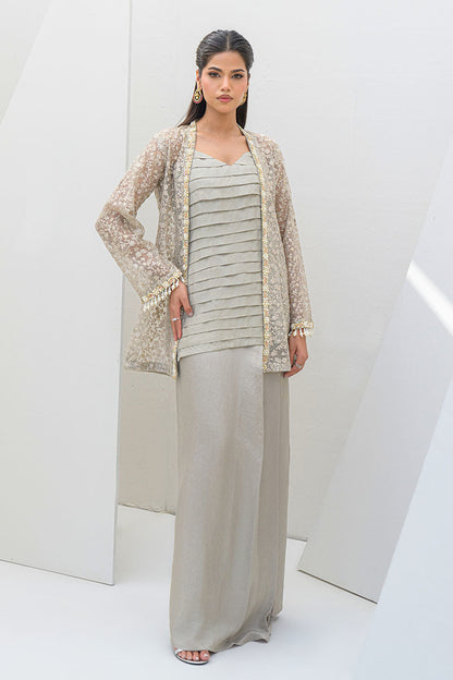 Fatima Khan | Serene Eid Luxe Pret | Majesty S Light Gray Organza