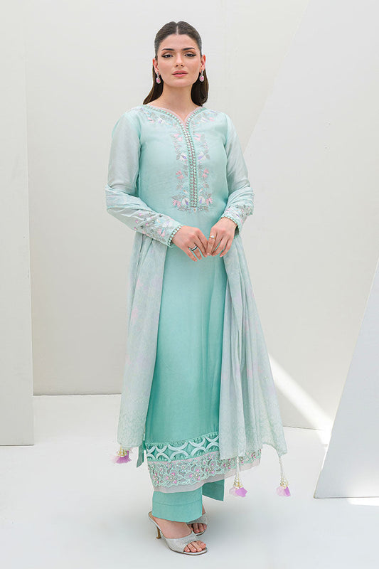 Fatima Khan | Serene Eid Luxe Pret | Minty Magic XS Mint Sheesha Silk