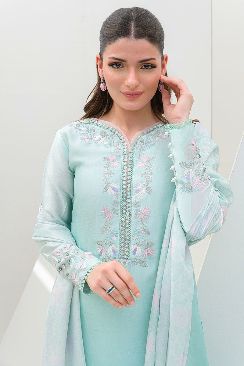 Fatima Khan | Serene Eid Luxe Pret | Minty Magic XL Mint Sheesha Silk