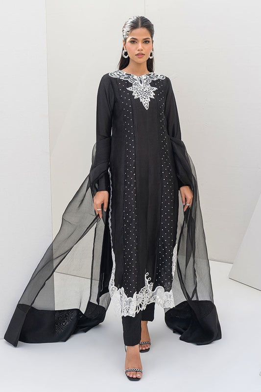 Fatima Khan | Serene Eid Luxe Pret | Obsidian XS Black Sheesha Silk