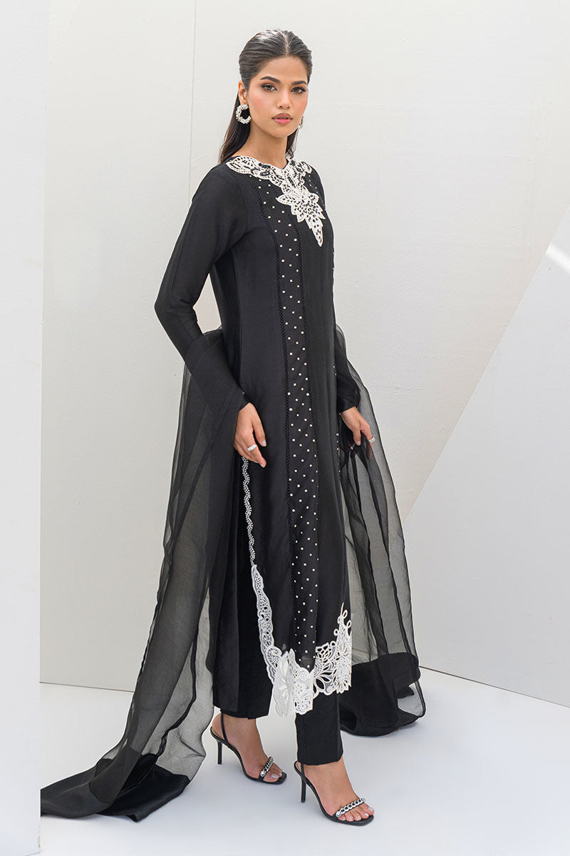 Fatima Khan | Serene Eid Luxe Pret | Obsidian S Black Sheesha Silk