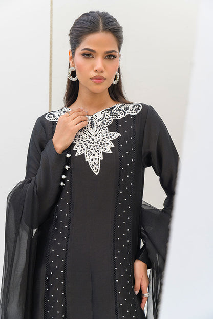 Fatima Khan | Serene Eid Luxe Pret | Obsidian L Black Sheesha Silk