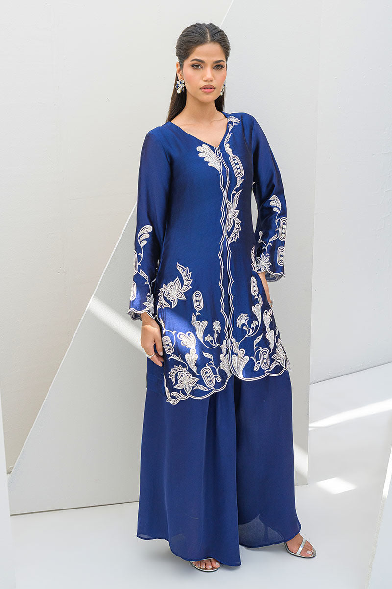 Fatima Khan | Serene Eid Luxe Pret | Blue Noir XS Navy Blue Sheesha Silk