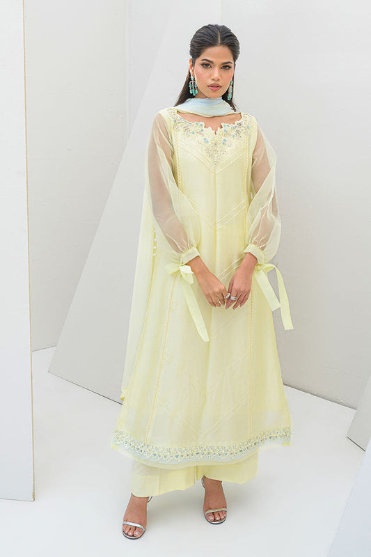 Fatima Khan | Serene Eid Luxe Pret | Lemon Love XS Lemon Yellow Sheesha Silk