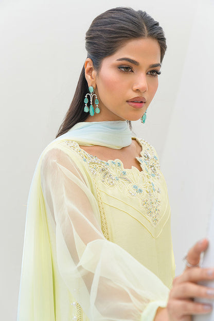 Fatima Khan | Serene Eid Luxe Pret | Lemon Love M Lemon Yellow Sheesha Silk