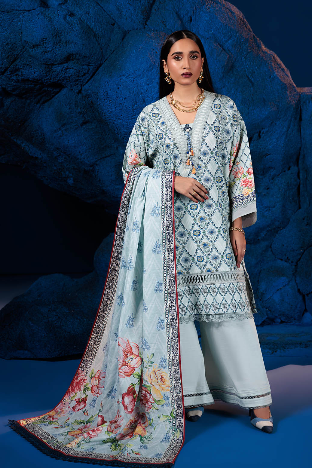 Bonanza Satrangi | Spa Blue 3 Pc (1W24P3P177) Blue