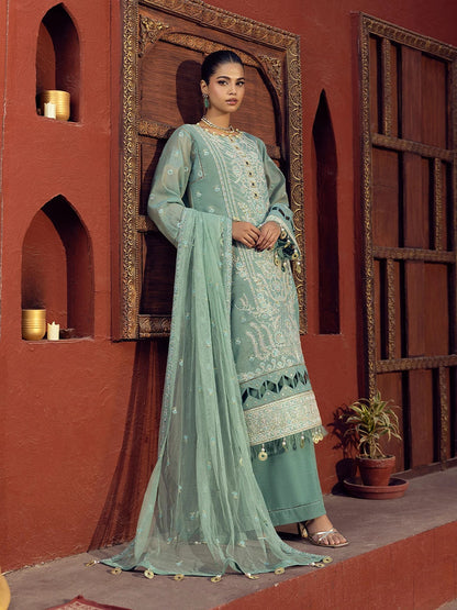 Salitex | Signature Festive Chiffon | SUNW6JI013UT L Sage Green Zari