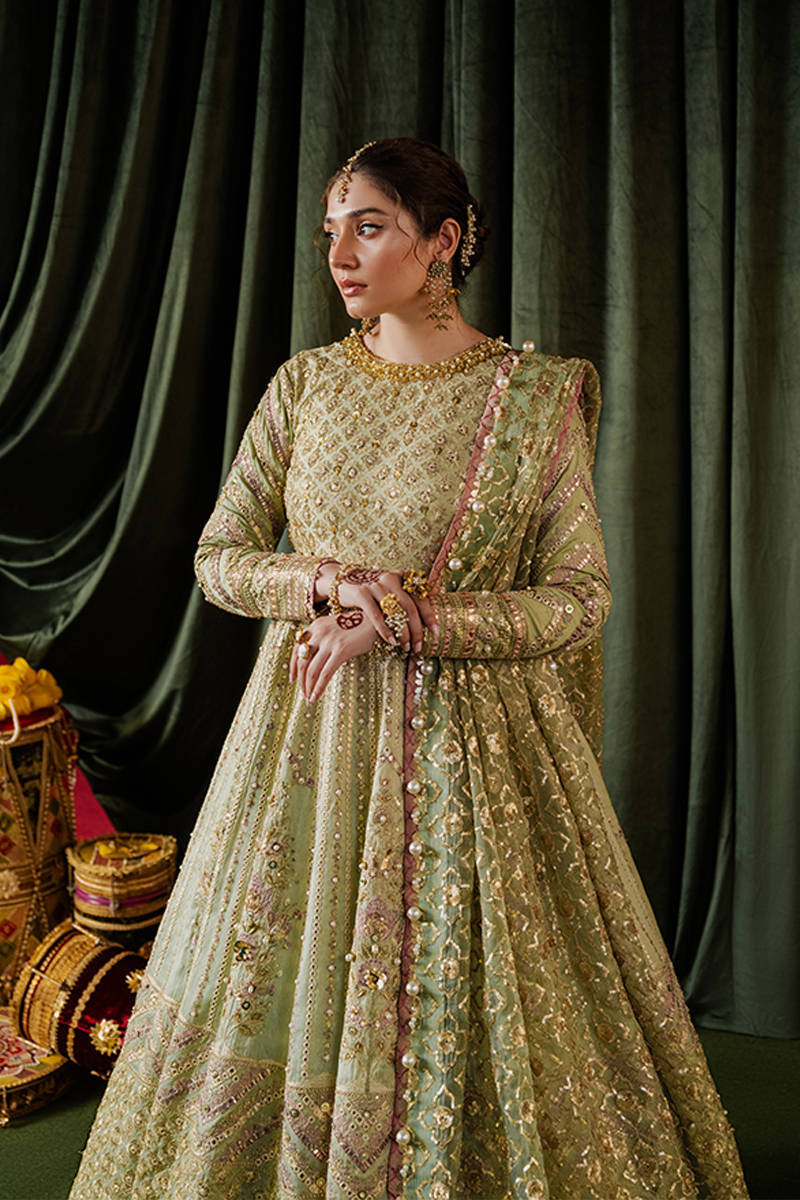 MNR | Zarlish Festive Formals | Mastani M Pistachio Green Indian Silk
