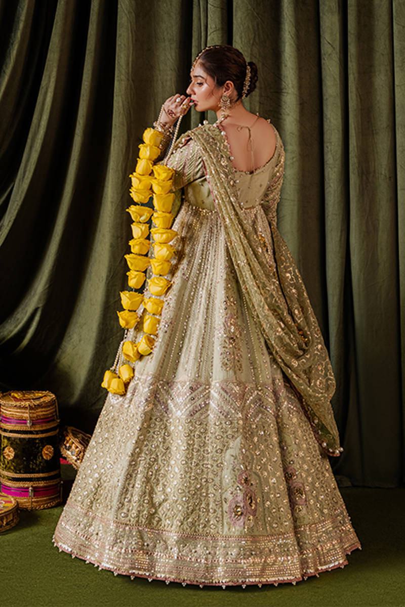 MNR | Zarlish Festive Formals | Mastani S Pistachio Green Indian Silk