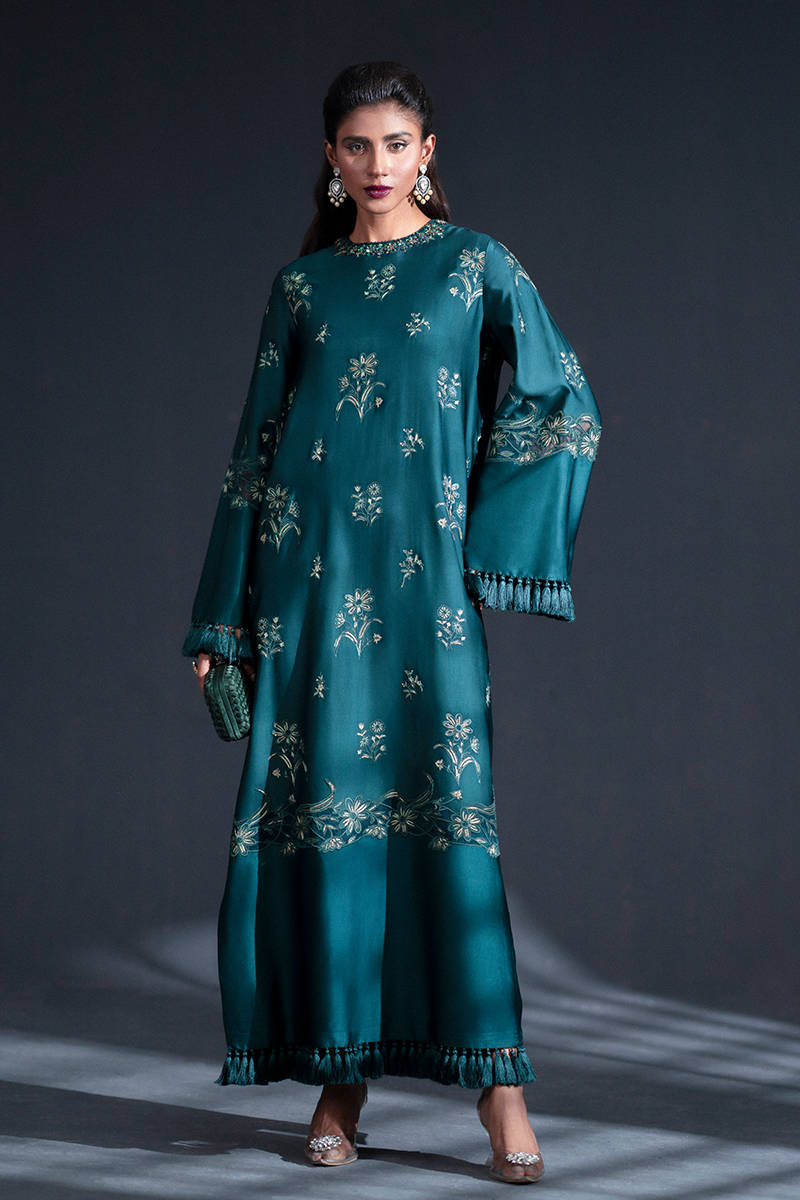 MNR | Chai Coffee Luxury Pret | Jade Moon L Sea Green Satin Silk