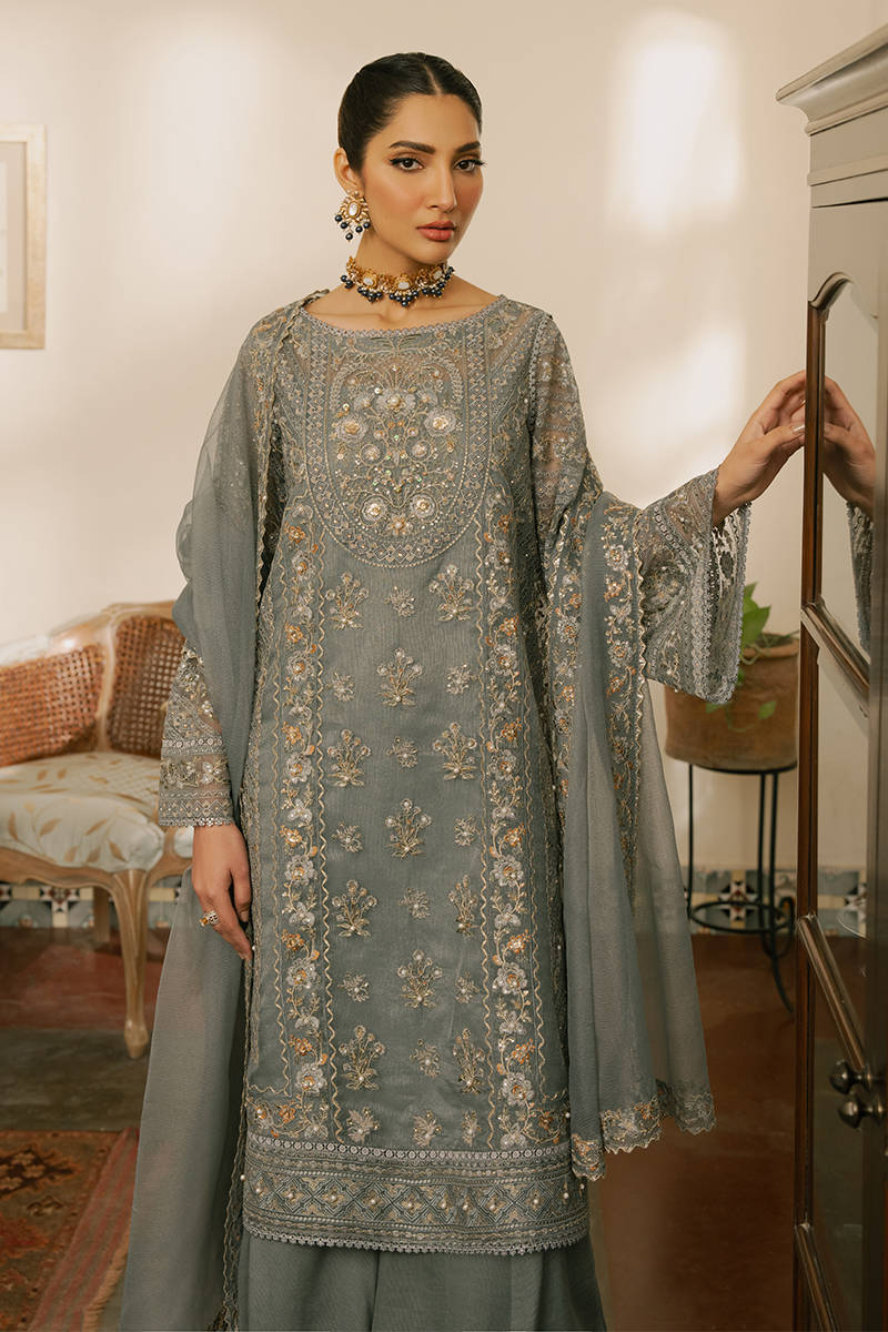 MNR | Ashiyana Festive Eid Collection 25 | Khirad L Gray Net