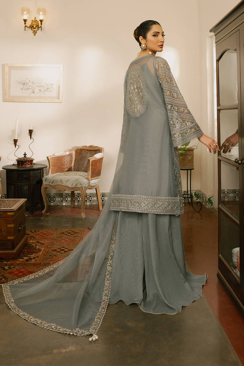 MNR | Ashiyana Festive Eid Collection 25 | Khirad S Gray Net