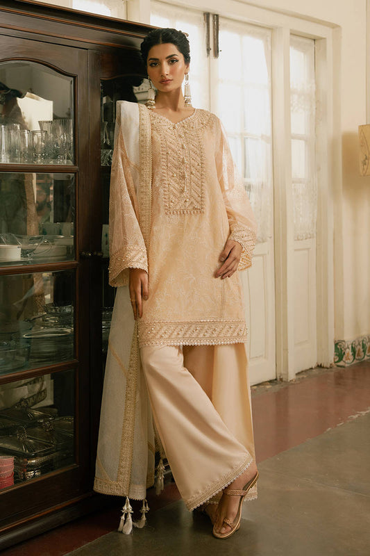 MNR | Ashiyana Festive Eid Collection 25 | Ayzal XS Pale Peach Cotton Net