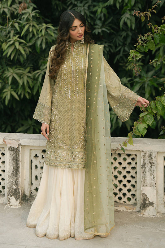 MNR | Ashiyana Festive Eid Collection 25 | Ayzal XS Olive Cotton Net