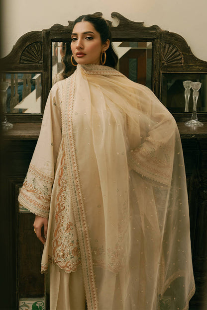 MNR | Ashiyana Festive Eid Collection 25 | Zaina XL Beige Cotton Net