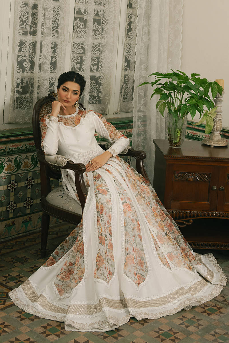 MNR | Ashiyana Festive Eid Collection 25 | Amal L White Cotton Net