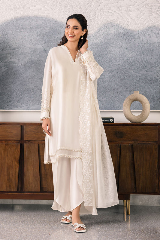 Deepak Perwani | Eid Edit 25 | Kut328 S White Sheesha Silk