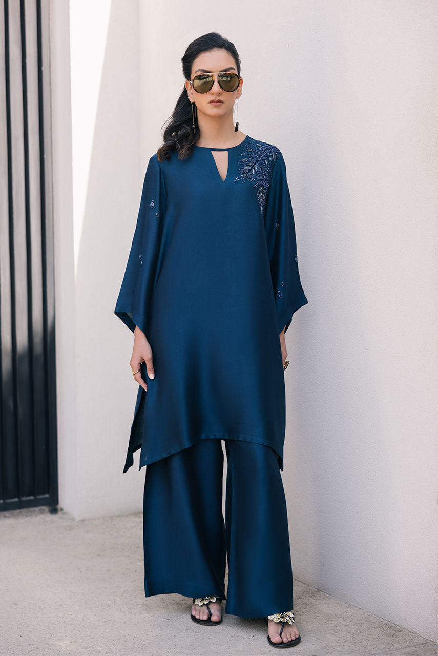 Deepak Perwani | Eid Edit 25 | Kut327 S Blue Sheesha Silk
