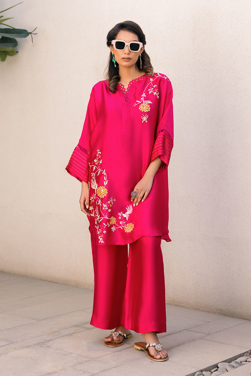 Deepak Perwani | Eid Edit 25 | Kut319 S Hot Pink Sheesha Silk