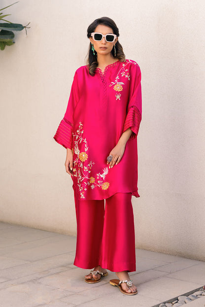 Deepak Perwani | Eid Edit 25 | Kut319 S Hot Pink Sheesha Silk