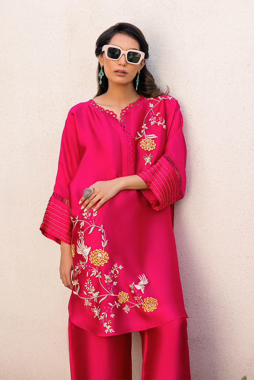 Deepak Perwani | Eid Edit 25 | Kut319 L Hot Pink Sheesha Silk