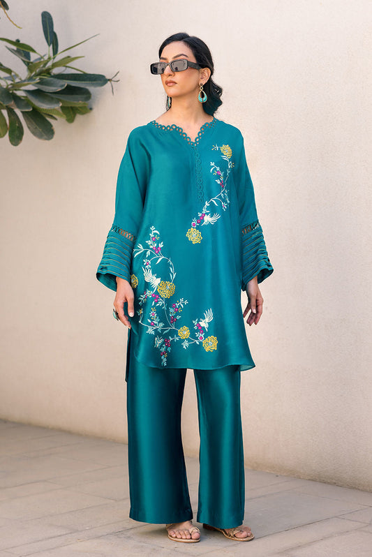 Deepak Perwani | Eid Edit 25 | Kut320 S Teal Sheesha Silk