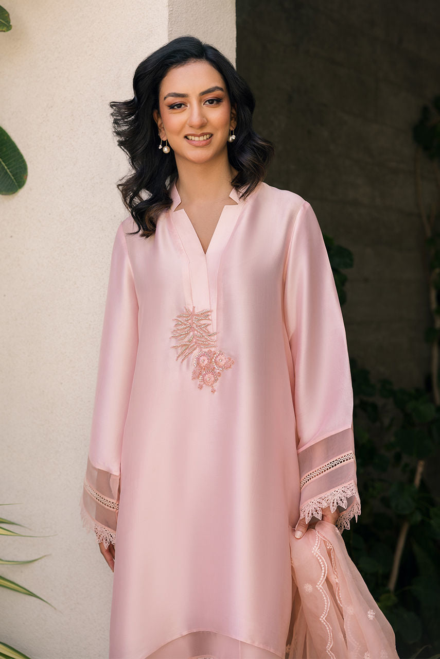 Deepak Perwani | Eid Edit 25 | Kut322 L Rose Pink Sheesha Silk
