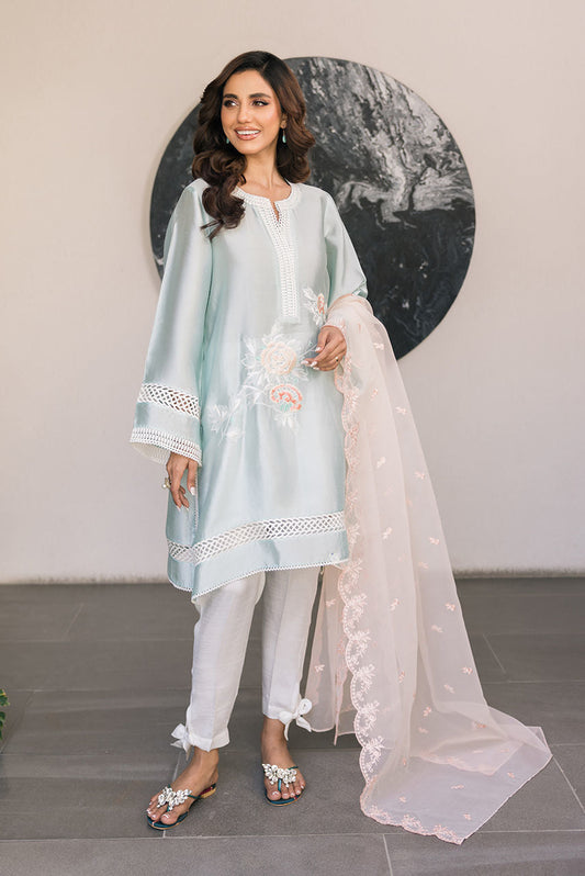Deepak Perwani | Eid Edit 25 | Kut326 S Ice Blue Sheesha Silk