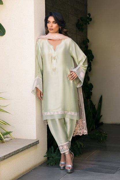 Deepak Perwani | Eid Edit 25 | Kut329 XL Mint Green Silk