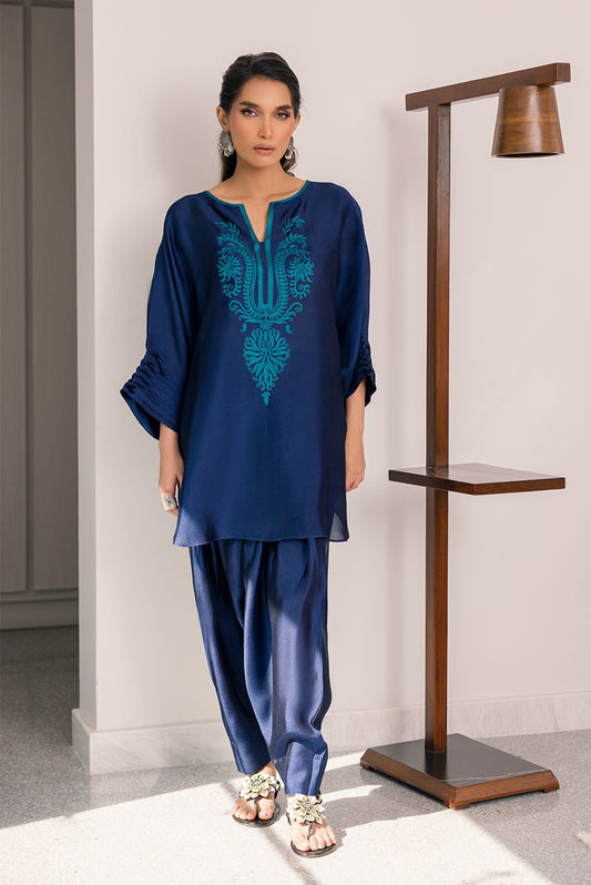 Deepak Perwani | Eid Edit 25 | Kut331 S Blue Sheesha Silk