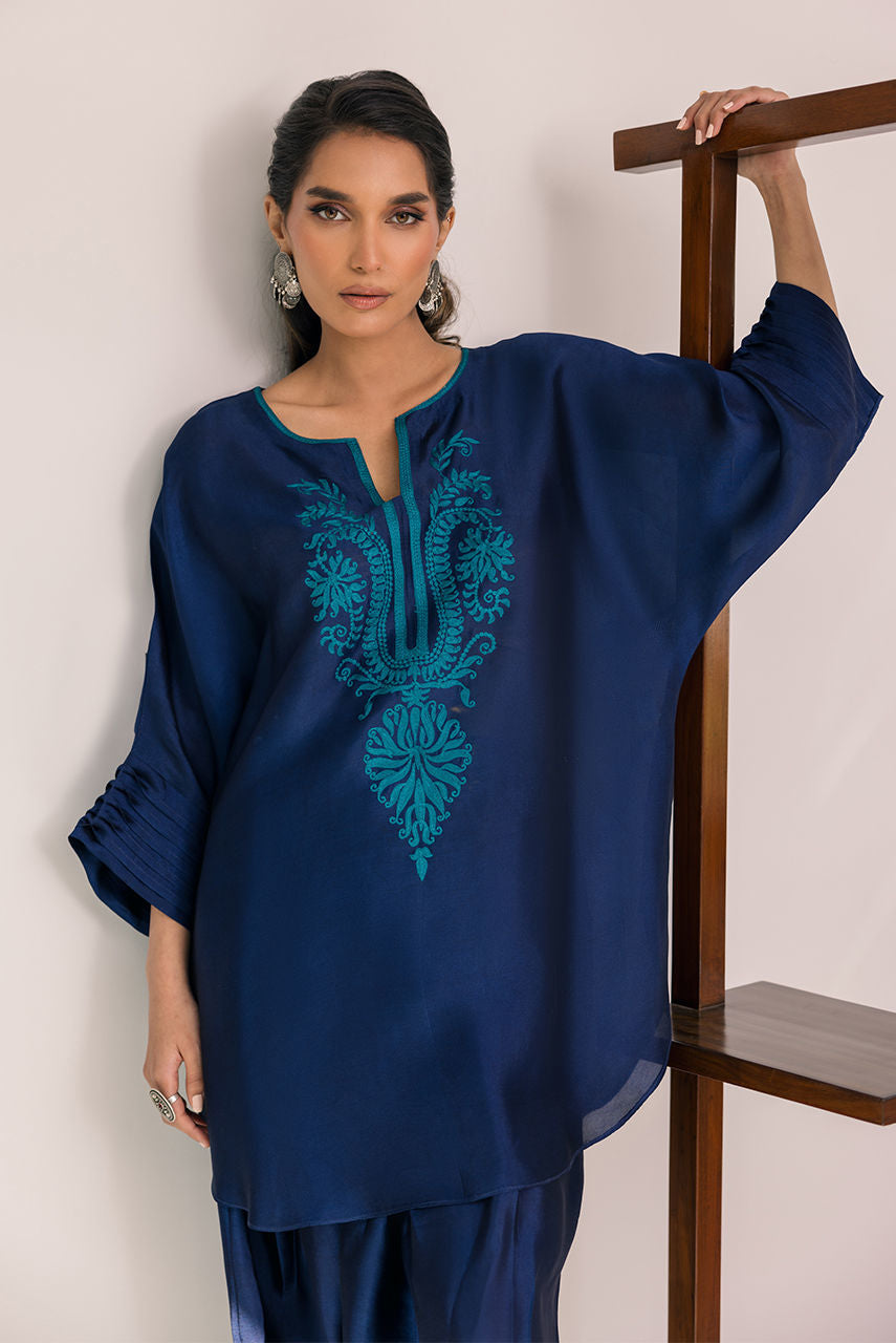 Deepak Perwani | Eid Edit 25 | Kut331 L Blue Sheesha Silk